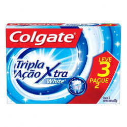 Creme Dental COLGATE Tripla Ação Xtra White 70g Promo Leve 3 Pague 2