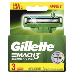Aparelho de Barbear GILLETTE Mach 3 Sensitive Cartela Pague 2 Leve 3