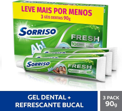 Creme Dental Sorriso Fresh Gel Hortelã 90g 3 PACK