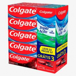 CREME DENTAL PROM COLGATE TRIPLA AO 90G 12UN+LUMINOUS WHITE CARVAO 60G 3UN