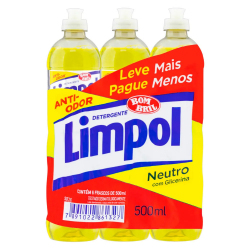 DETERGENTE LIQUIDO LIMPOL 6PK LV+PG- 500ML NEUTRO