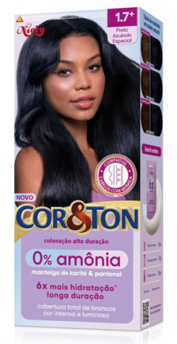 COLOR COR & TON SEM AMONIA 1.7 PRETO AZULADO ESP