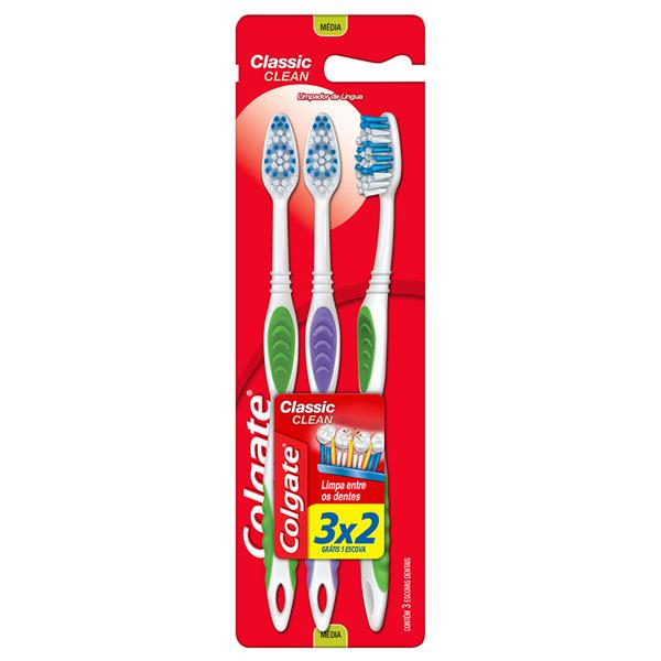 Escova Dental Colgate Classic Clean Macia 3un Promo Leve 3 Pague 2