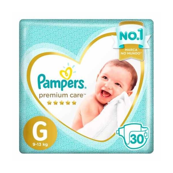 Fralda Descartavel Infantil PAMPERS Premium Tamanho G com 30 Unidades
