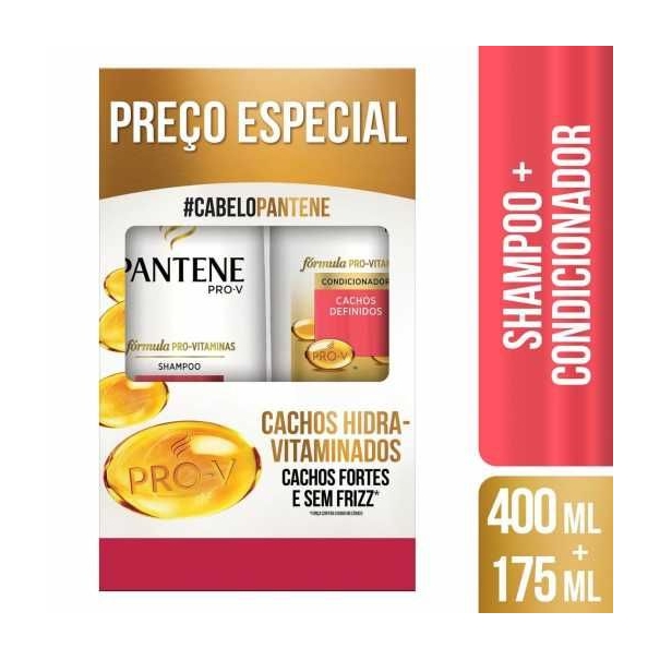 Kit PANTENE Shampoo 400ml + Condicionador 175ml Cachos Hidra-Vitaminados