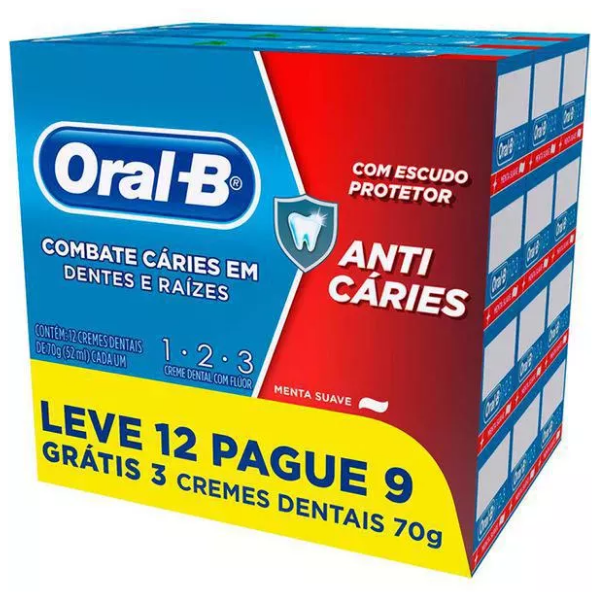 Creme Dental ORAL-B 123 Anticries Menta Pague 9 leve 12 70g