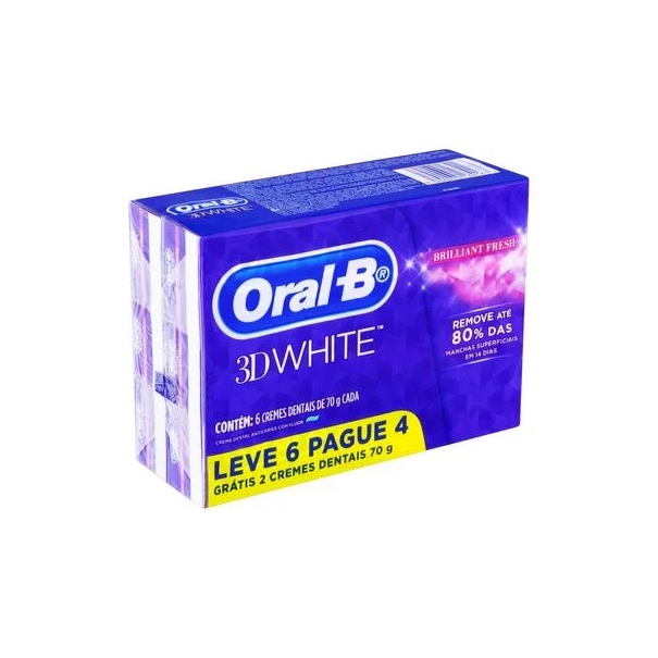 Creme Dental ORAL-B 3D White Brilliant Pague 4 Leve 6 70g