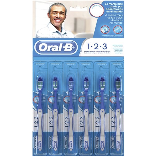 Escova Dental ORAL-B 123 Cartela com 6 Unidades
