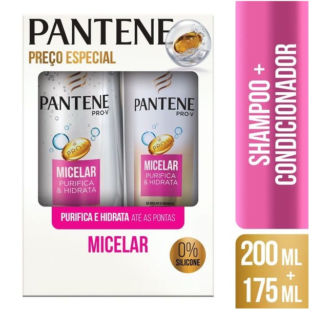 Kit PANTENE Shampoo 175ml + Condicionador Micelar Purifica e Hidrata 175ml