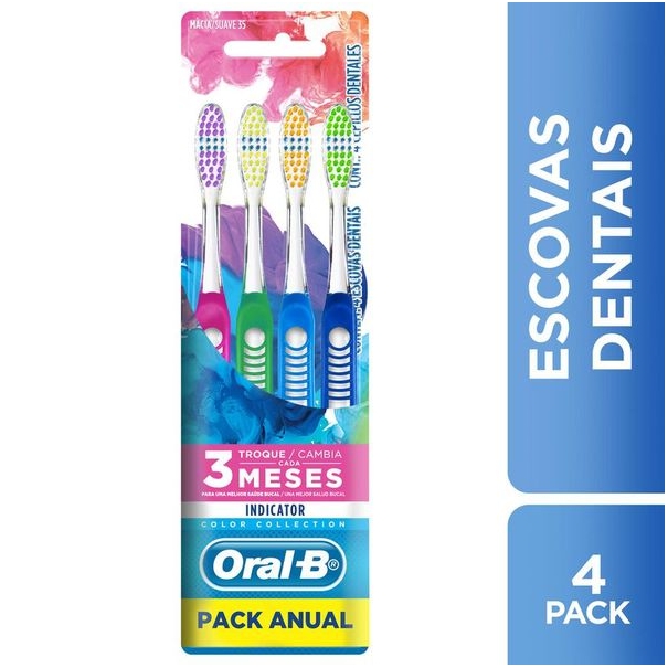 Escova Dental ORAL-B Indicator 35 Color Collection com 4 Unidades