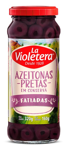 AZEITONA LA VIOLETERA 160G PRETA FATIADA POTE