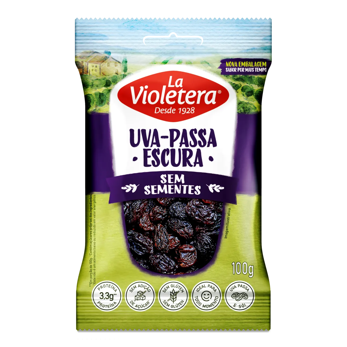 UVA PASSA ESCURA LA VIOLETERA 100G S/ SEMENTE