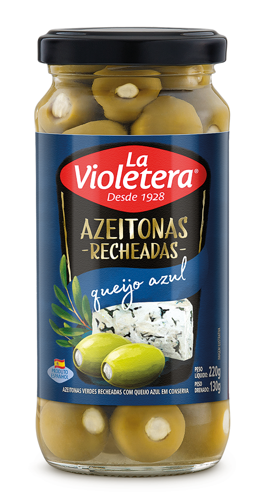 AZEITONA VERDE RECHEADA 130G LA VIOLETERA QUEIJO AZUL