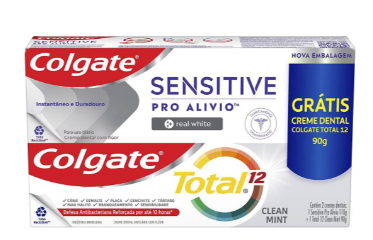 Kit Pasta de Dente Colgate Sensitive Pro-Alvio Real White 110g + Colgate Total 12 90g